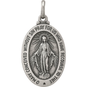 Sterling Silver Antiqued Miraculous Medal Charm