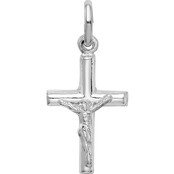 Sterling Silver Rhodium Plated Polished Crucifix Cross Charm