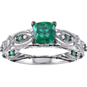Sofia B. 10K White Gold Created Emerald 1/10 CTW Diamond Bridal Set