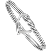Sterling Silver Rhodium Plated Polished 3 pc. Heart Slip On Bangle
