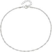 Sterling Silver Singapore 9 in. Anklet