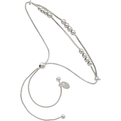 Sterling Silver Polished Beaded Two Strand Adjustable Bracelet
