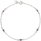 Sterling Silver Purple Glass Anklet