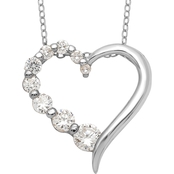 Sterling Silver Polished Open Heart CZ Journey 18 in. Necklace
