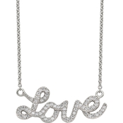 Sterling Silver Polished CZ Love 18 in. Necklace