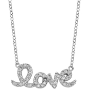 Sterling Silver Rhodium-Plated CZ Love Necklace