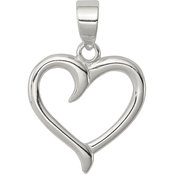 Sterling Silver Polished Fancy Open Heart Charm