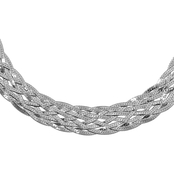 Sterling Silver Polished 12 in. Choker Necklace with 4 in. Extension