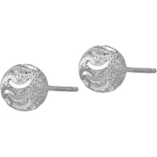 Sterling Silver Laser Cut Ball Post Earrings