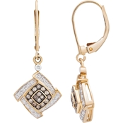 Timeless Love Sterling Silver 1/4 CTW Champagne and White Diamond Earrings