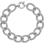 Sterling Silver Polished Textured Bracelet