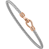 Sterling Silver and Rose Goldtone Flexible Cuff Bangle Bracelet