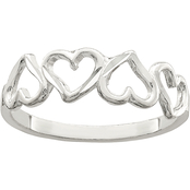 Sterling Silver Diamond Cut Heart Ring, Size 7