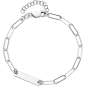 Rhodium Over Sterling Silver Polished Bar Bracelet with 1-in. Extension