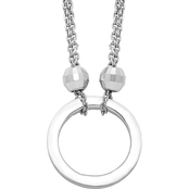 Sterling Silver Rhodium Plated Circle 18 in. Necklace with Diamond Cut Beads