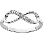 Rhodium Over Sterling Silver Cubic Zirconia Infinity Ring