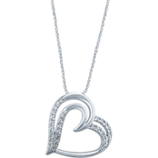 10K White Gold 1/8 CTW Diamond Heart Pendant