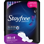 Stayfree Ultra Thin Overnight Pads with Wings 40 ct.