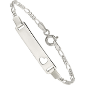 Sterling Silver Baby ID with Cut Out Heart Bracelet