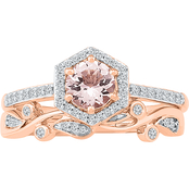 10K Rose Gold and Morganite 1/5 CTW Diamond Bridal Ring