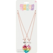 On The Verge Best Friends Rainbow Glitter Split Heart Necklaces 2 pc.