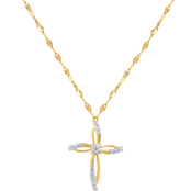 10K Yellow Gold 1/7 CTW Diamond Cross Necklace