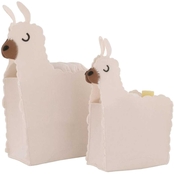 Little Love by Nojo White Felt Llama Shaped Nursery Storage Caddy 2 pc. Set