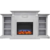 Cambridge Sanoma 72 in. Electric Fireplace in White with Built In Bookshelves