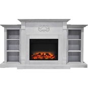 Cambridge Sanoma 72 in. Electric Fireplace in White with Built In Bookshelves