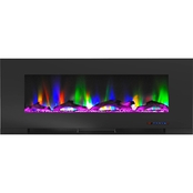 Cambridge 50 in. Wall Mount Electric Fireplace in Black with Multi Color Flames