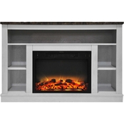 Cambridge 47 in. Electric Fireplace with Enhanced Log Insert and White Mantel