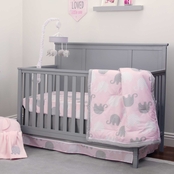 NoJo The Dreamer Pink Elephant Crib Bed Set 8 pc.