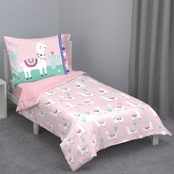 NoJo Pink and Mint Llama 4 pc. Toddler Bed Set
