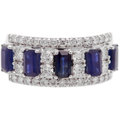 14K White Gold 3/4 CTW Diamond and Blue Sapphire Band Size 7