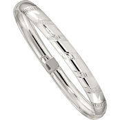 Sterling Silver 7mm Diamond-cut Flexible Bangle Bracelet