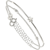 Sterling Silver Stars Bangle and Bracelet with 1 in. Extension Set 2 pc.