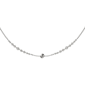 Sterling Silver and Rhodium Plated Polished Beaded with 2.5 in. Extension Necklace