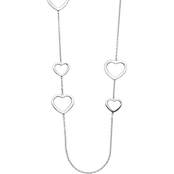 Sterling Silver Polished Hearts Necklace