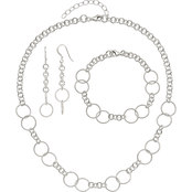 Sterling Silver 18 in. Necklace, Bracelet and Earrings Se