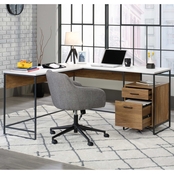 Sauder Modern L Shaped Desk with Storage and White Top