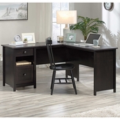 Sauder Estate Black L Shaped Desk with File Drawer