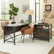 Sauder Wood and Metal L Desk with Drawers