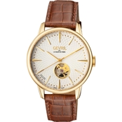 Gevril Men's Mulberry Open Heart Swiss Automatic Leather Watch 9603