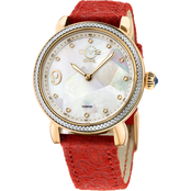 Gevril Women's Gv2 Ravenna Floral Diamond Accent Mother of Pearl Dial Swiss Watch