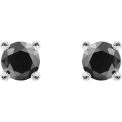 Sterling Silver 1/2 CTW Enhanced Black Diamond Earrings