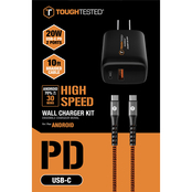ToughTested 20W PD A+C Wall Charger with 10 ft. Fabric Braid C to C Cable