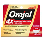 Orajel Severe Toothache and Gum Relief Plus Long Lasting Cream 0.33 oz.