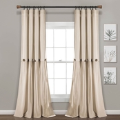 Lush Decor Linen Button Single Window Curtain Panel