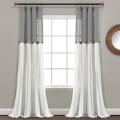 Lush Decor Linen Button Window Curtain Panel Single 40 x 84