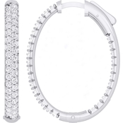 Lola's Love 10K White Gold 3 CTW Diamond Hoop Earrings